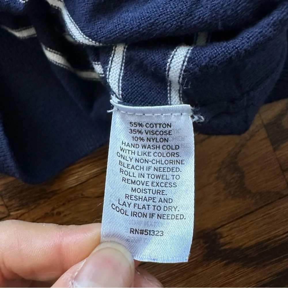 Halogen Navy White Striped Crewneck Sweater Women’s S